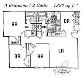 Floor Plan  a floor plan of a house with baths and bedrooms