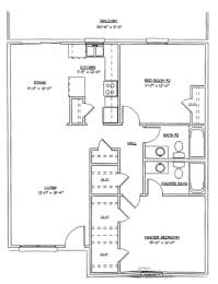 Floor Plan  2 bed 2 bath 1,052 sq. ft.