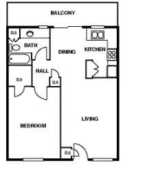 Floor Plan  Oak Alley 1 bed 1 bath apartment floor plan