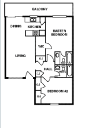 Floor Plan  Oak Alley 2 bed 2 bath apartment floor plan
