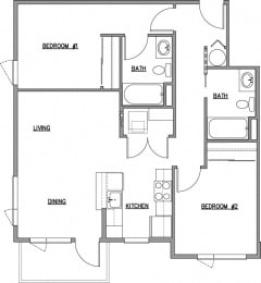 a line drawing of a floor plan of a house at The Duo, Washington, 98466