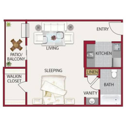 Aspen Floor Plan at Winding Commons Senior Living, Carmichael, 95608