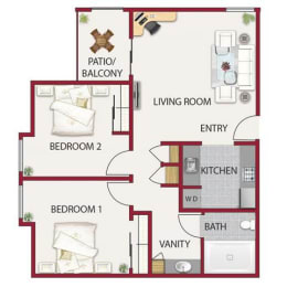 Cypress Floor Plan at Winding Commons Senior Living, Carmichael