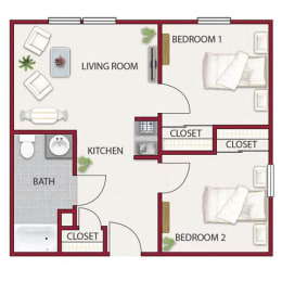 Cornish Floor Plan at Hilltop Commons Senior Living, Grass Valley, CA