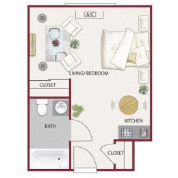 The Sierra Floor Plan at Hilltop Commons Senior Living, California