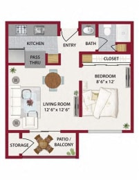 Studio Floor Plan at Lodi Commons Senior Living, Lodi, 95240