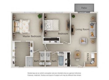 Unit G Floor Plan at River Commons Senior Living, California, 96002