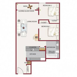 Plan M at Campus Commons Senior Living, Sacramento, CA 95825