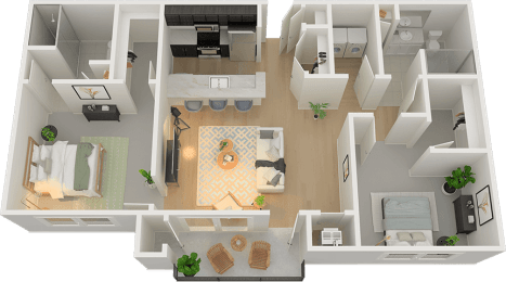 a birds eye view of a floor plan of a house