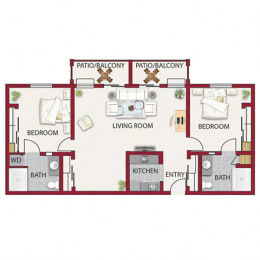 Elm Floor Plan at Winding Commons Senior Living, Carmichael, CA, 95608
