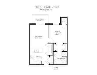 1B Floor Plan at Arden of Oak Brook, Oakbrook Terrace, IL, 60181