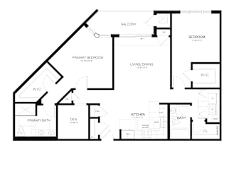 A black and white floor plan of a house with labeled rooms.