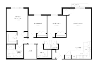 A black and white floor plan of a house with labeled rooms.
