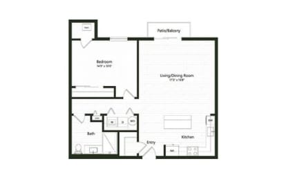  Floor Plan 1B-3A