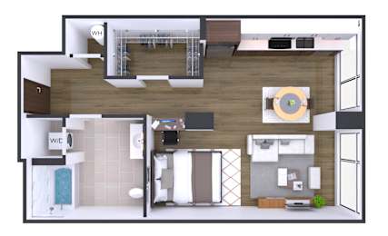 Studio 1 bath Q at Artline Apartments, Washington