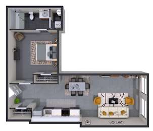 1 bed 1 bathroom D at Textile Apartments, Cincinnati, OH, 21286