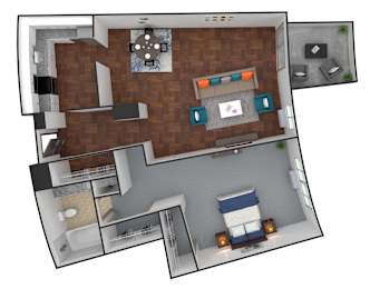 1 bed 1 bath D at Hampton Plaza Apartments, Towson, MD, 21286