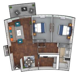 2 bed 1 bath F at Hampton Plaza Apartments, Towson, MD