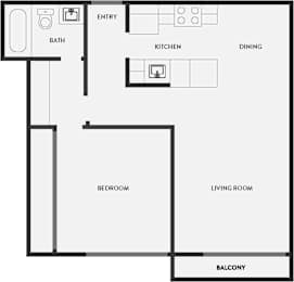 Floor Plan  A black and white image of a floor plan for a home.