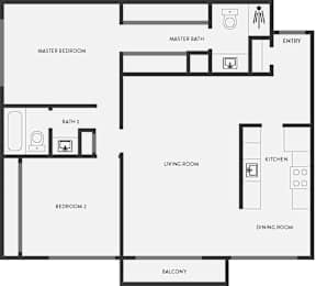 Floor Plan  A black and white image of a house floor plan.