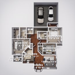 C1 Second Floor with Garage at Sovereign at Overland Park, Overland Park, KS 66213
