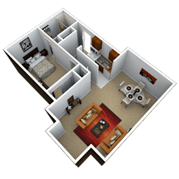 1 bedroom 1 bathroom Floor plan  at Candles, Springfield, Illinois