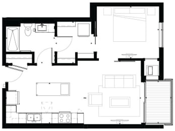 A5 1-Bedroom 1 bath Floor Plan at Marquee, Minneapolis, MN