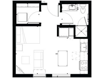 Studio S1 Floor Plan at Marquee, Minneapolis, MN