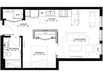 V3 Studio Floor Plan at Marquee, Minneapolis