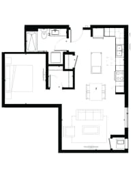 V9 Studio Floor Plan at Marquee, Minneapolis