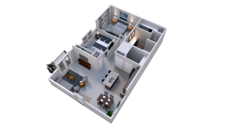 B1 - 2 Bedroom 1 Bath 1,002 Sq. Ft. Floor Plan at Overland Park, Pickerington, Ohio