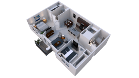 B2 - 2 Bedroom 2 Bath 1,032 Sq. Ft. Floor Plan at Overland Park, Pickerington