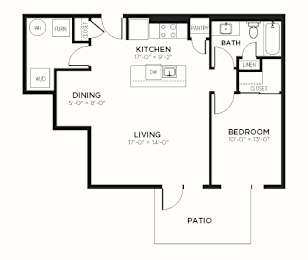 A3 Floor Plan at The MK, Indiana