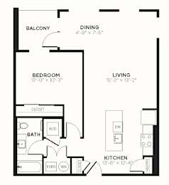 A4 Floor Plan at The MK, Indiana, 46220