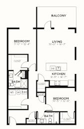 B4 Floor Plan at The MK, Indiana,46220