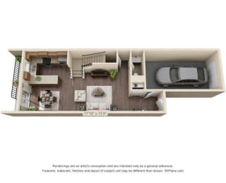 PP2 floor plan  at Prairie Pines Townhomes, Shawnee, KS