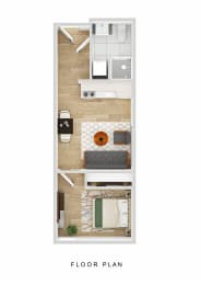 unit type G one bedroom floor plan  the unit