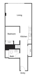  Floor Plan One Bed One Bath - F