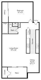 a floor plan of a house with a bedroom and a living room