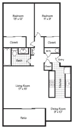 a floor plan of a house with a bedroom and a living room