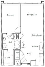  Floor Plan One Bedroom B