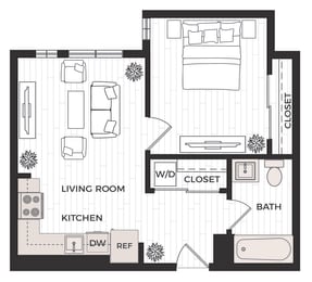 One Bedroom D Floor Plan