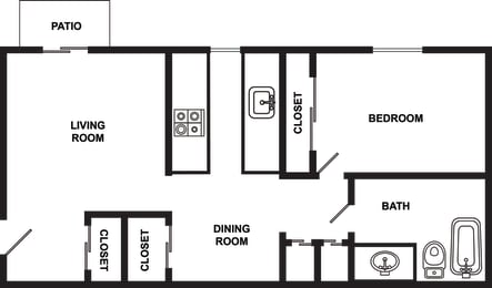 a floor plan of a living room with a dinning room and a bathroom
