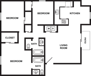 a floor plan of a room with a kitchen and a living room
