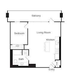  Floor Plan One Bed One Bath - A1