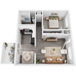 a 292 square foot floor plan with a bedroom and living room