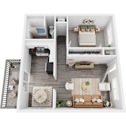 a 2 bedroom floor plan with a bathroom and a living room