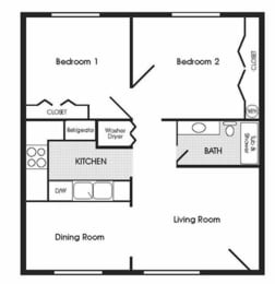 a floor plan of a small house with a kitchen and a living room