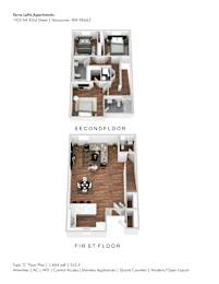 Apartment layout for the Terra Lofts in Vancouver, WA.