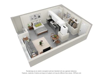 bedroom floor plan an in 3d